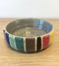 SMALL STRIPED CERAMIC HAND THROWN DISH - Image 1