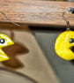 Handmade Retro Game Inspired Clay Earrings - Yellow Pixel Style Earrings 
