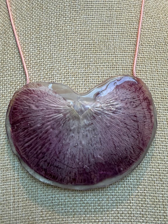 Resin light pink poppy necklace 