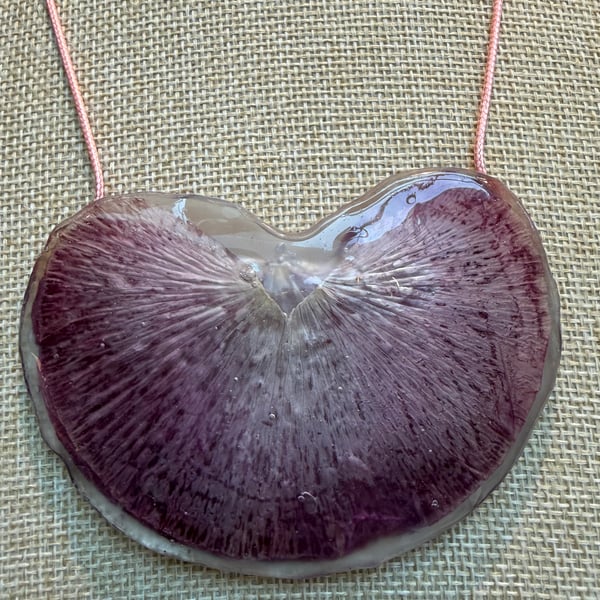 Resin light pink poppy necklace 