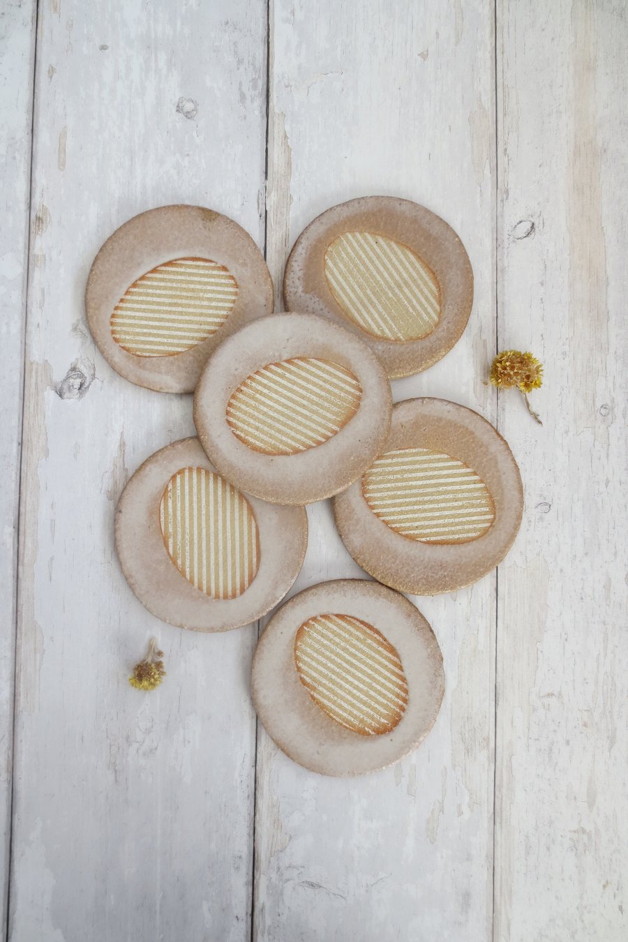 COASTERS hand-built stoneware pottery coaster set (x6) in matt white 