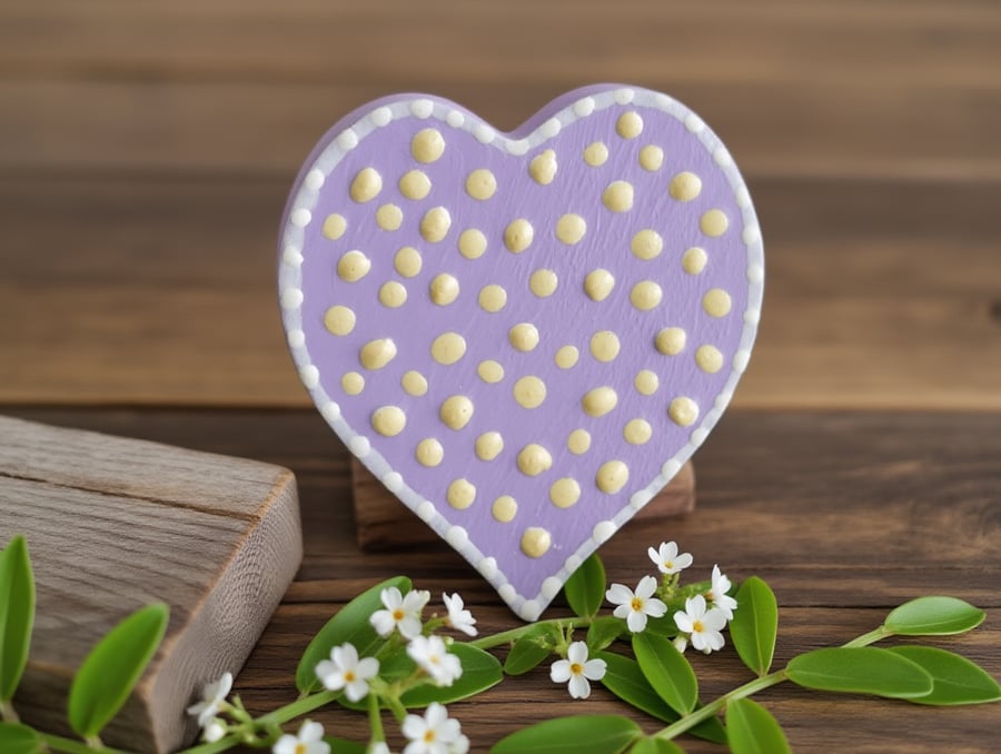 Purple Heart Cookie Fridge Magnet With Lemon Dots