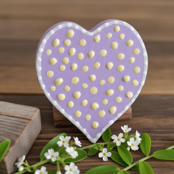 Purple Heart Cookie Fridge Magnet With Lemon Dots