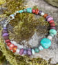 Silver and mixed gemstone bead bracelet