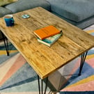 Handmade Reclaimed Scaffold Board Coffee Table - Hairpin Legs - Living Room