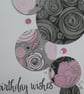 Large Birthday Card - Pink Floral Circles - Image 4