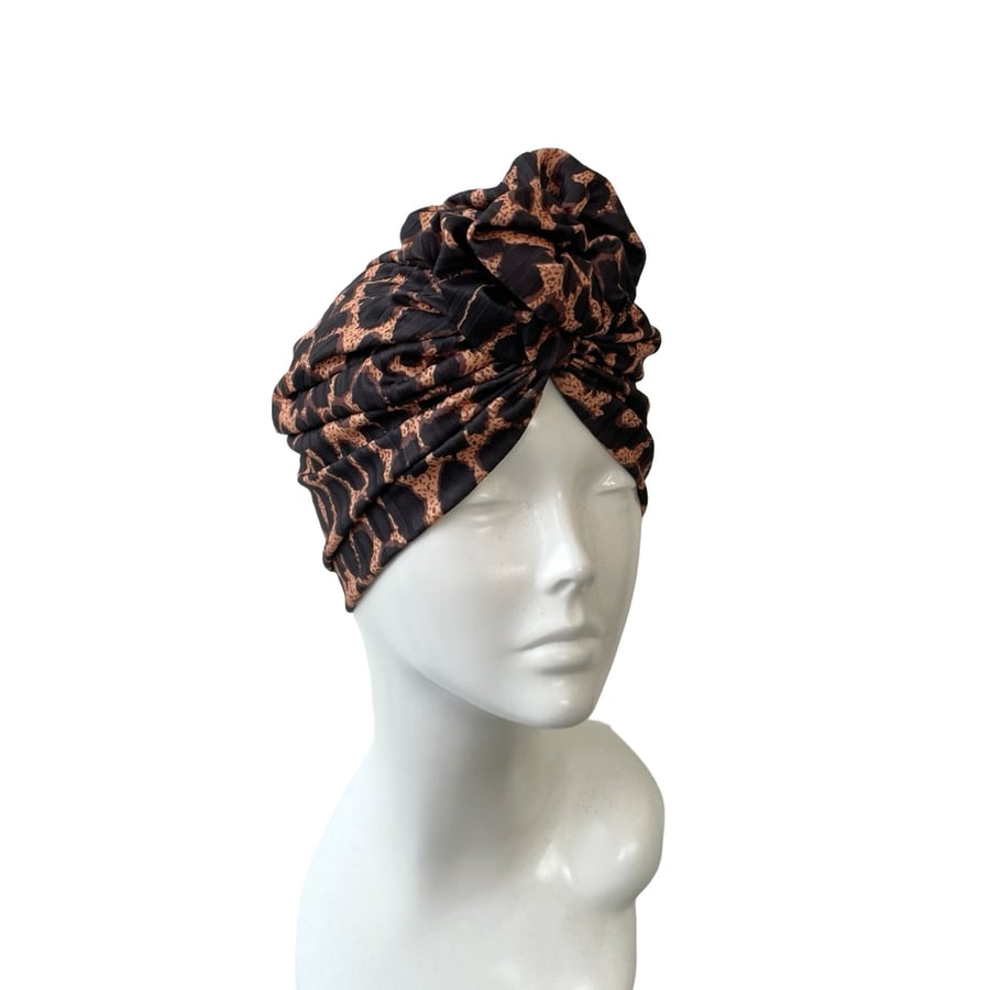 Leopard Rosette Turban Hat Alopecia Hair Loss Hat Head Wrap Prettied Adult Cap