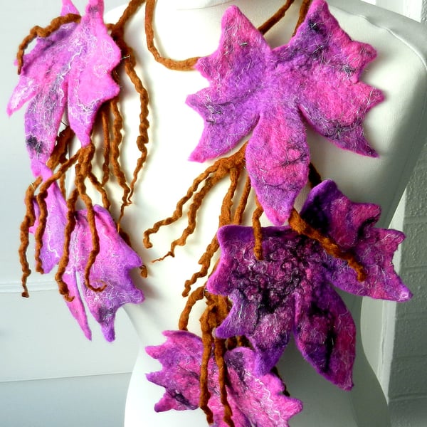  Hand Felted, Wool Jewelry felted NECKLACE---grape-vine----3