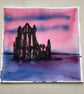 Whitby Abbey Under a Red Sky – original watercolour and ink painting, unframed - Image 2