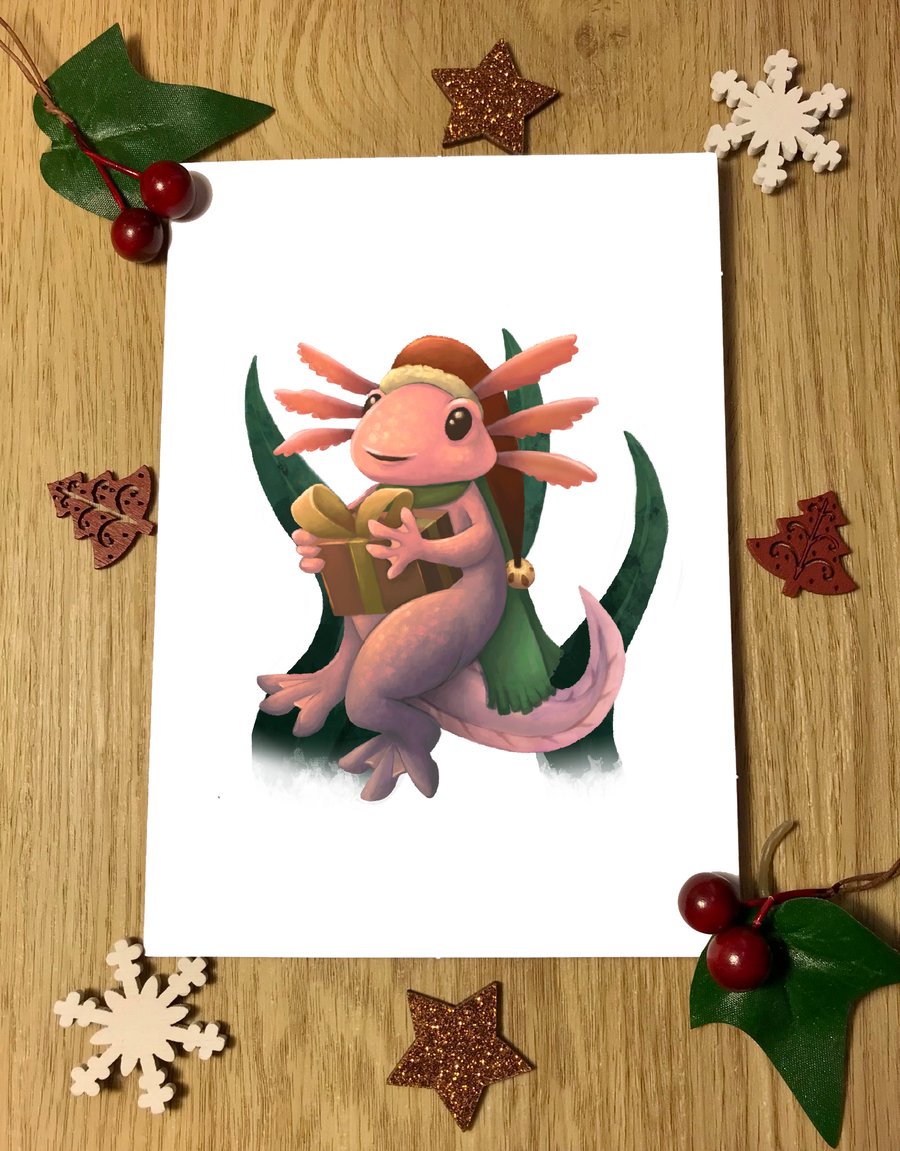 Festive Axolotl Greeting Card