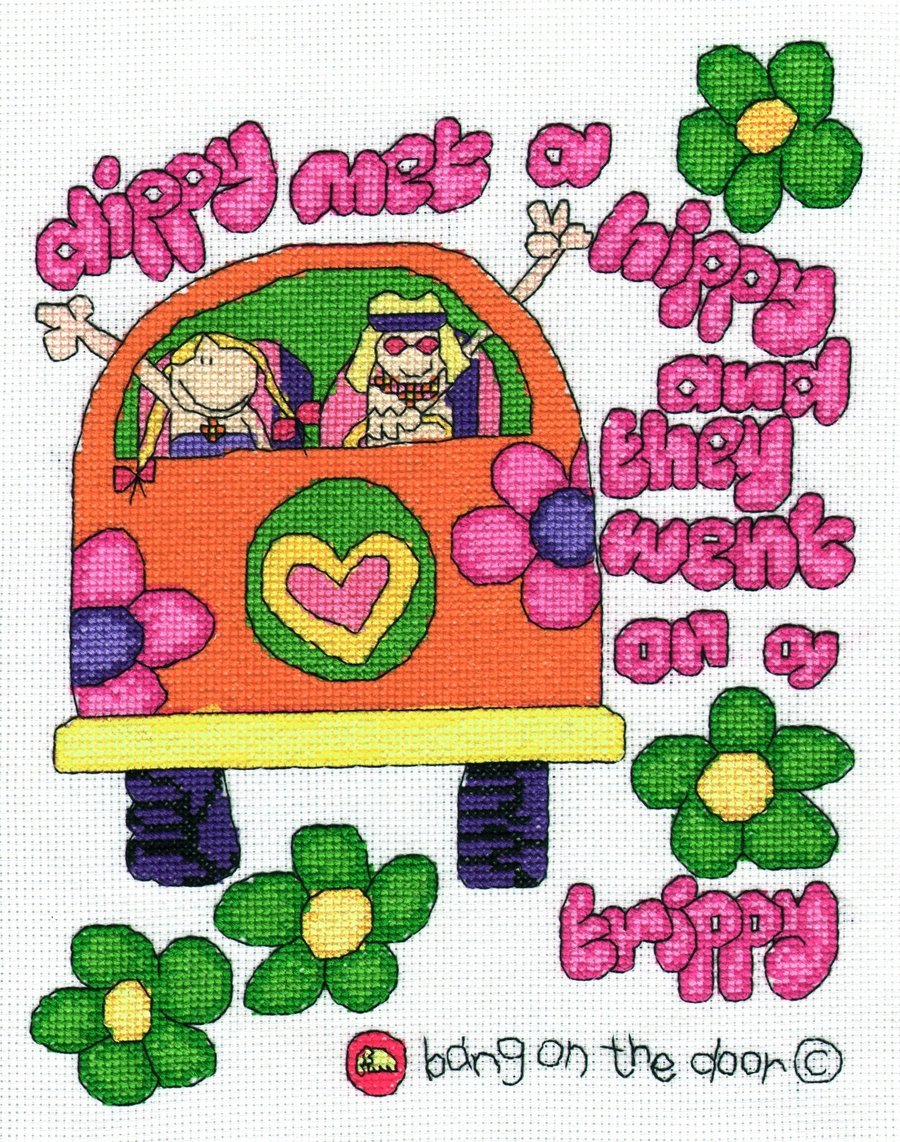 Bang on the door - Dippy Hippy cross stitch chart