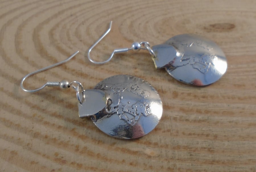 Upcycled Silver Plated World Sugar Tong Earrings SPE042013