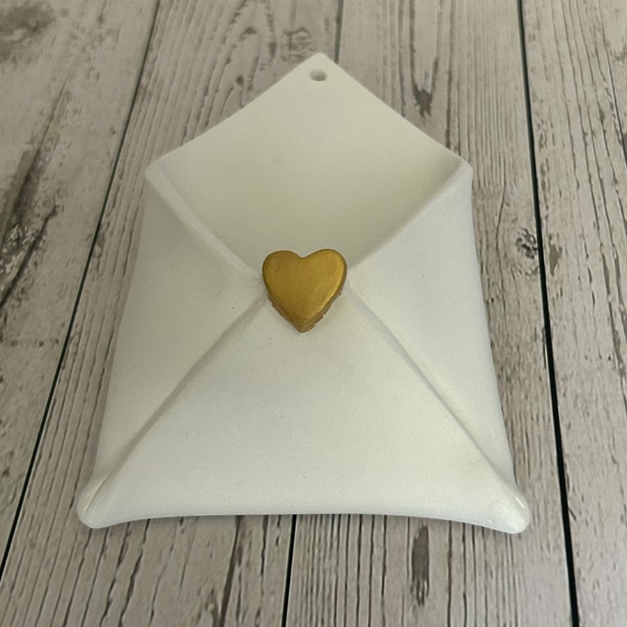 Clay Hanging Envelope – Love Token, Hearts or Affirmation Holder