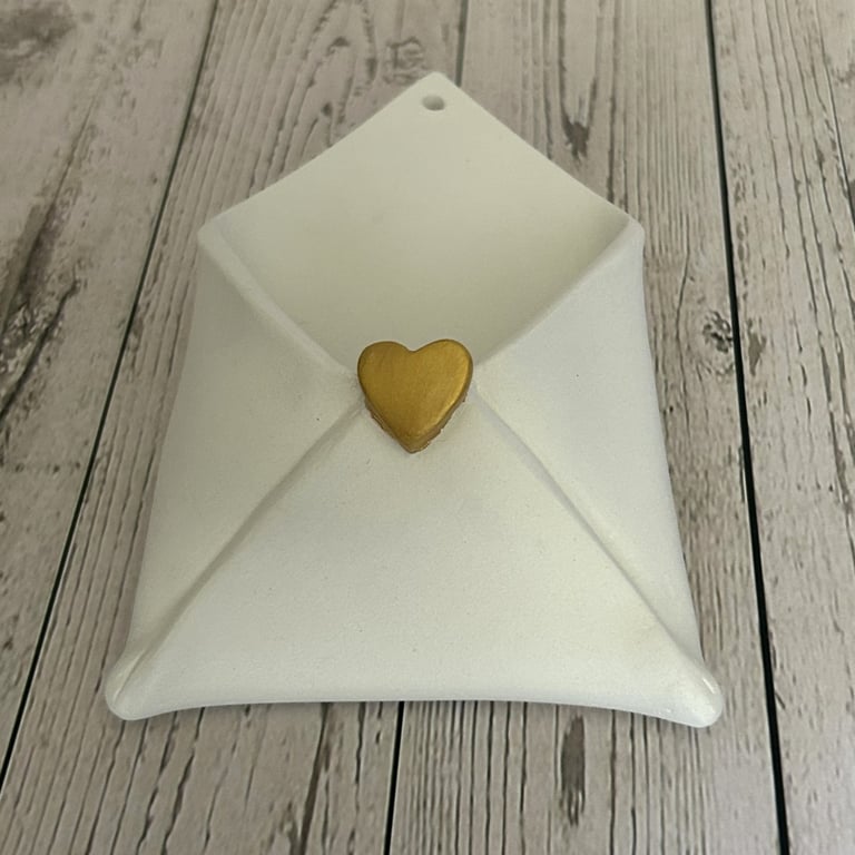 Clay Hanging Envelope – Love Token, Hearts or Affirmation Holder