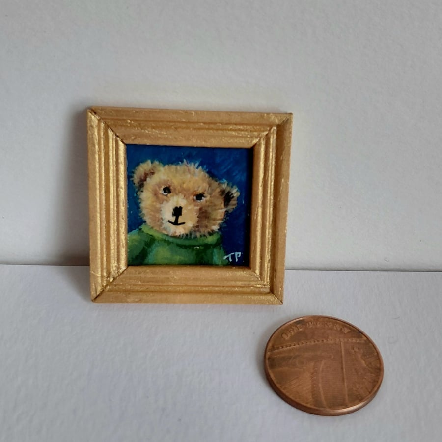 CornishTeddy Bear Miniature Oil Painting 