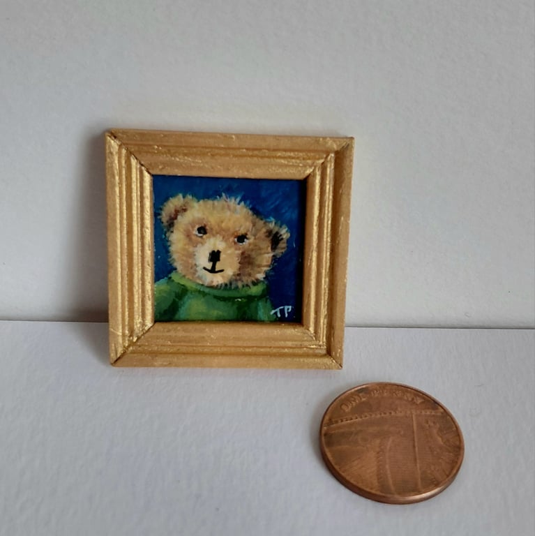 CornishTeddy Bear Miniature Oil Painting 