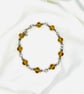 Handmade Honey Yellow Crystal Wire-Wrapped Link Bracelet, 925 Sterling Silver