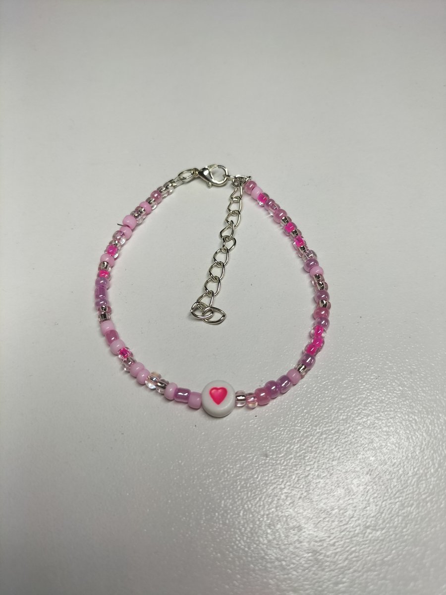 Pink Heart Bead Bracelet
