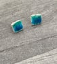 Enamel square studs. Blue and turquoise enamel studs, enamel earrings, spirals,  - Image 9