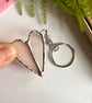 Rose pink heart stained glass key ring, Heart charm, Secret Santa gift
