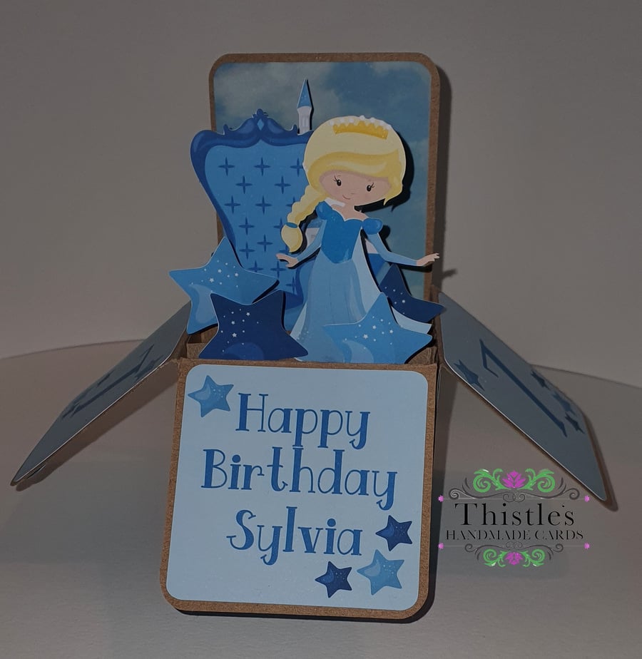 Personalised 7th Birthday Blue Princess Card 