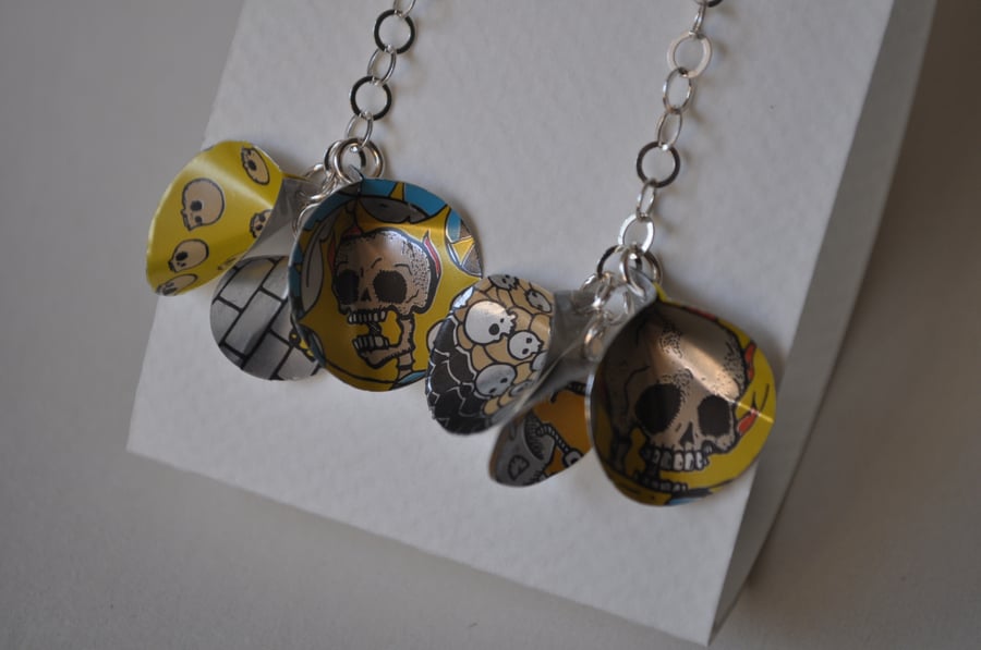 Handmade  Silver and Recycled Drinks Can Drop Necklace