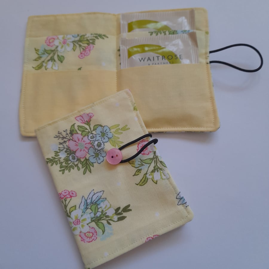 Floral Tea Wallet, Travel tea wallet, Teabag holder,