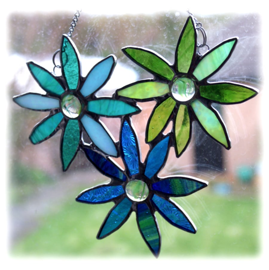 Bunch of Flowers Stained Glass Daisies Suncatcher