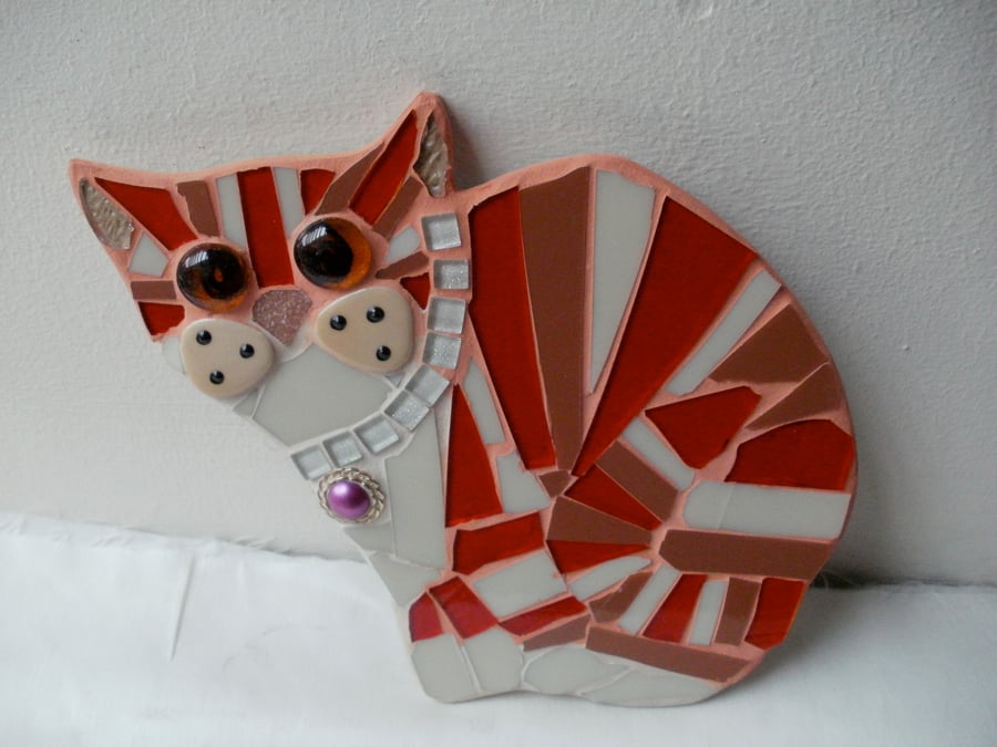 Ginger striped mosaic cat