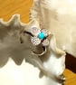 Sleeping Beauty Turquoise 925 Sterling Silver Flower Spinner Ring Size N - Image 6