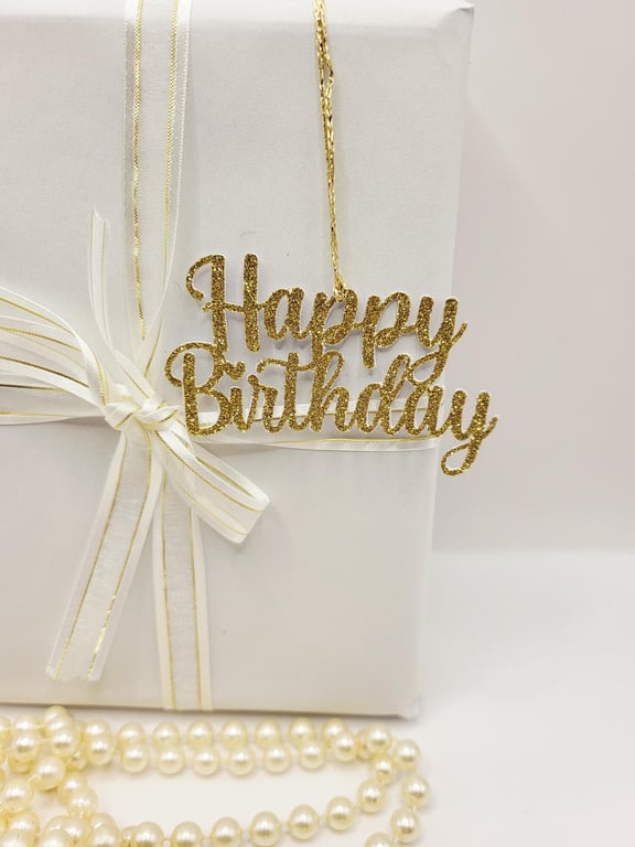Glitter Happy Birthday Gift Tag, Cardstock