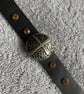 Black leather choker with Decorative Cross and 4 Orange Gemstones 16" - 17.25" - Image 5