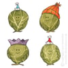 Small Smiley Sprouts Christmas Card (Orange hat)