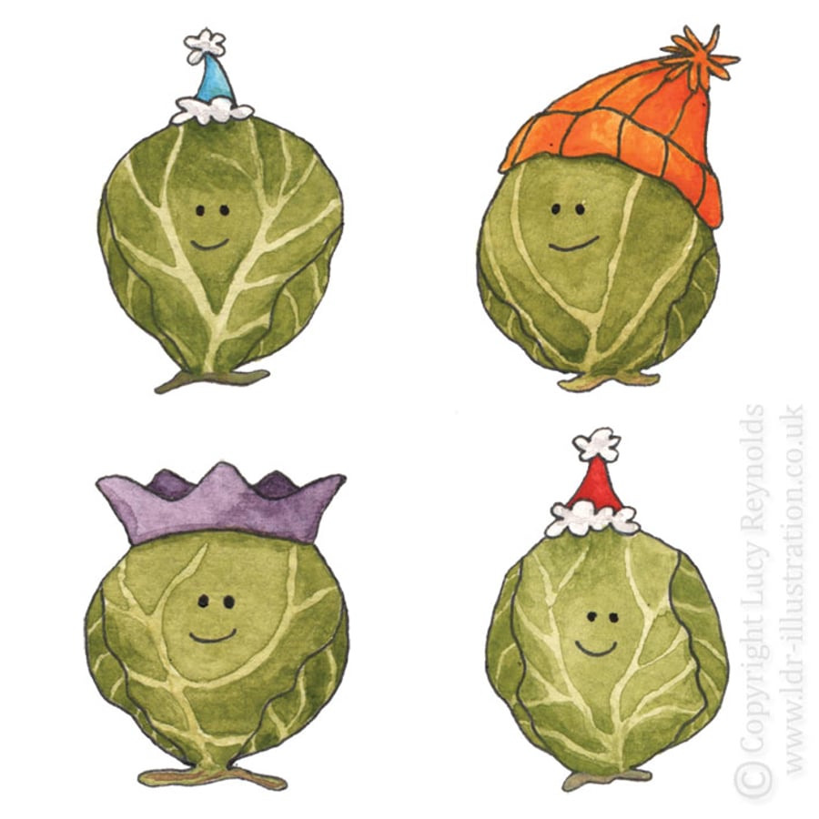 Small Smiley Sprouts Christmas Card (Orange hat)