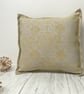 Hand Printed Organic Cotton Square Cushion - ASTA - Light Ochre Yellow - Image 1