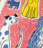  Colourful Screen Print - Dog Days by Jo Brown- Pink - unframed original  - Image 3