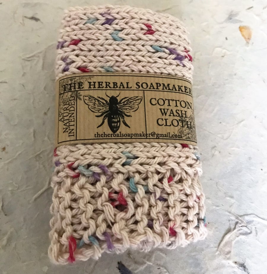 Wash cloth - cotton hand knit