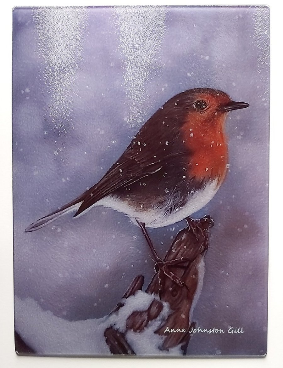 Robin,wolf,stag,tiger glass chopping board,worktop saver