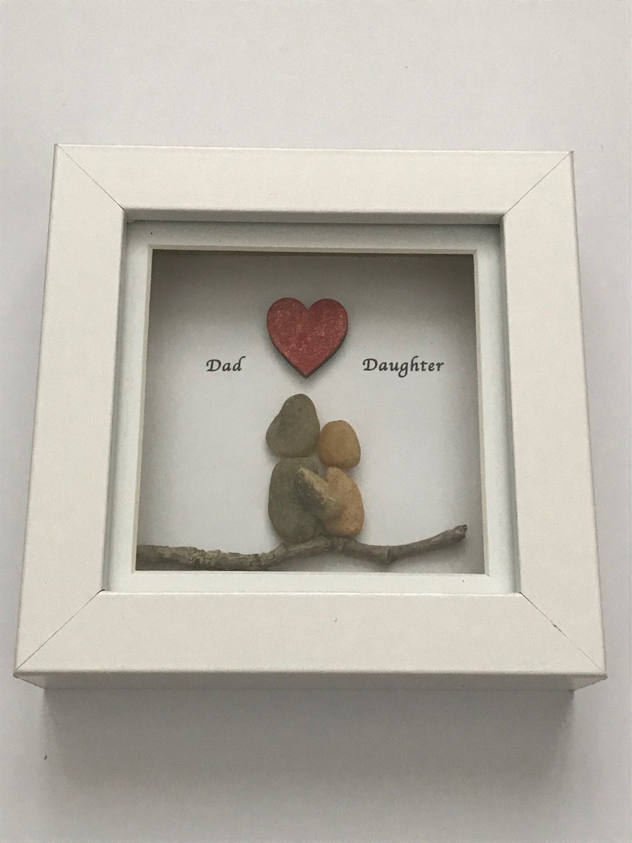 Father's Day Pebble Frame, Father's Day Gift, Pebble Art Box Frame, Daddy's Girl