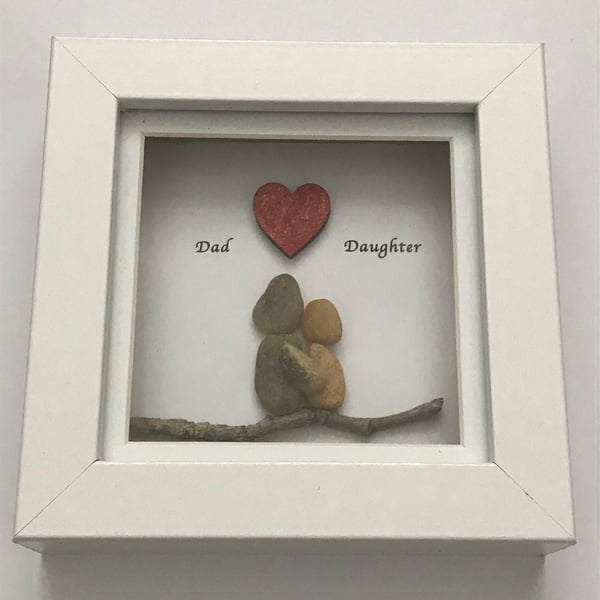 Father's Day Pebble Frame, Father's Day Gift, Pebble Art Box Frame, Daddy's Girl