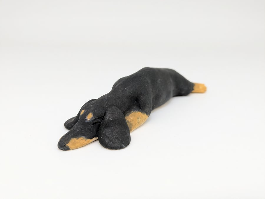 Mini Dachshund Sculpture (larger black daxie of the 3)