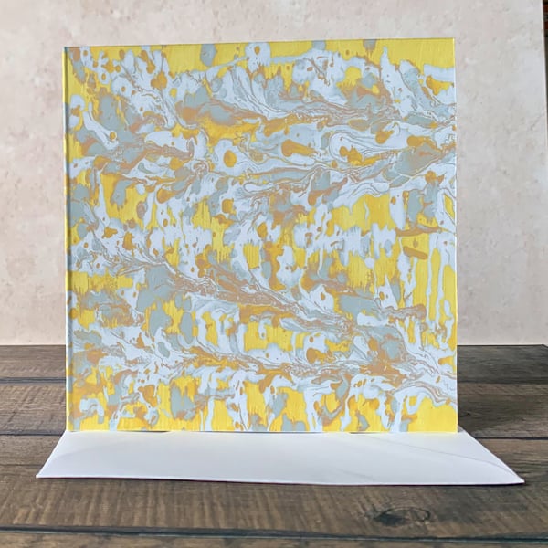 Handmade Card -  Yellow & Gold Marbled