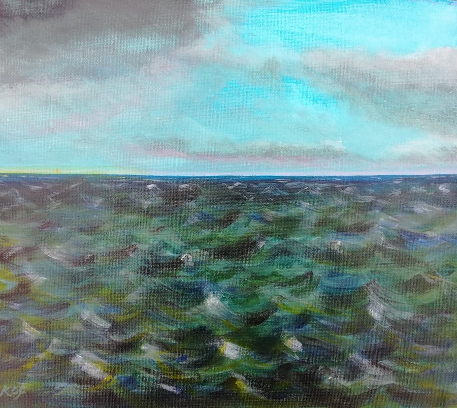 Acrylic seascape coastal art original painting ocean scene picture 'Jazz Waves'