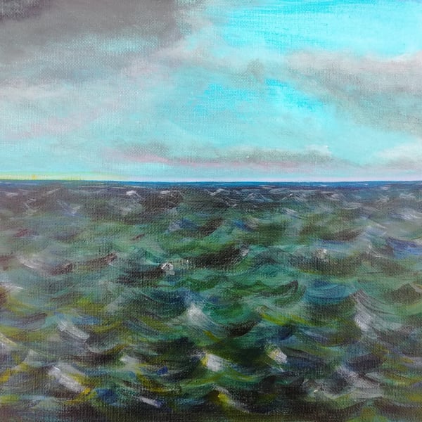 Acrylic seascape coastal art original painting ocean scene picture 'Jazz Waves'