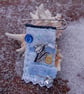 Upcycled Snowdrop Textile art hand stitched charm brooch.  Kilt pin. - Image 3