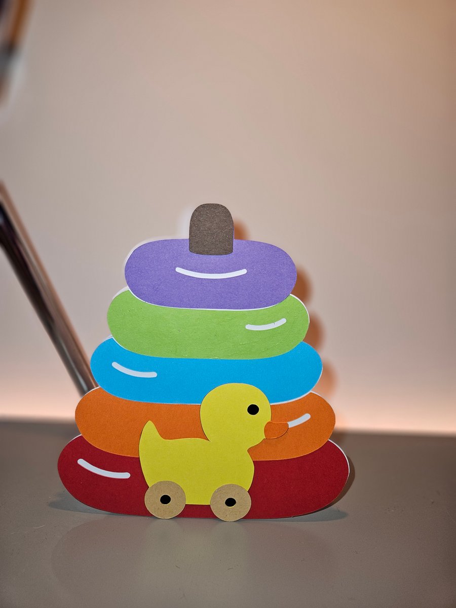 Handcrafted Duck Stacking Toy Card for a Birthday or Baby Shower.
