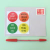 20 Orange, Yellow, Red, Green Funny Snail Mail Christmas Envelope Stickers