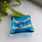 Fused Glass Trinket Dish 7cm square 