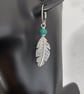 Silver and turquoise feather earrings - Image 9