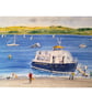  Art print The Cawsand Ferry Cornwall from original watercolour painting A4 - Image 1